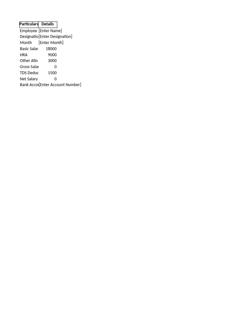 Salary Structure Templates | PDF