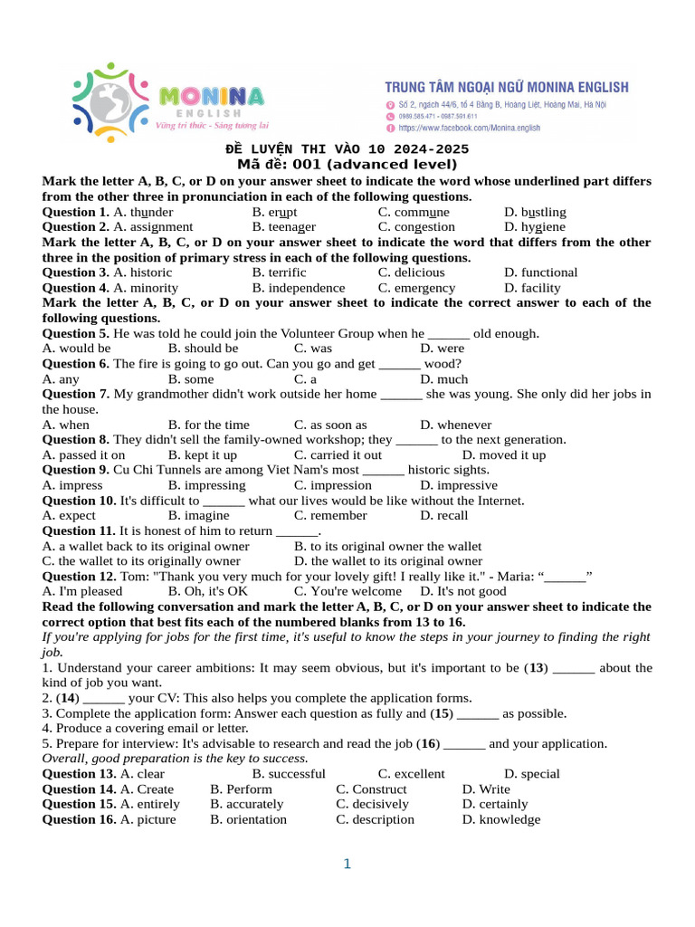 Advanced 10th Grade Exam Practice 2024 | PDF | Storms | Sports