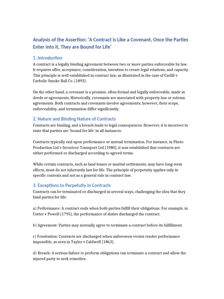 Contracts vs Covenants: Key Differences | PDF | Covenant (Law) | Consent