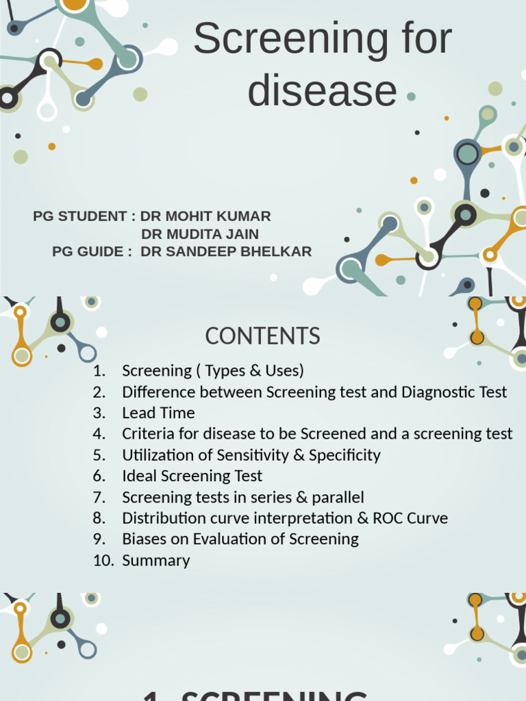 Disease Screening: Types and Criteria | PDF | Sensitivity And ...