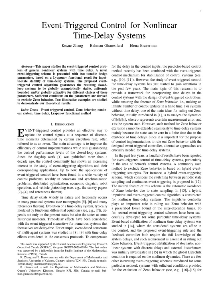 Event-Triggered Control for Nonlinear Systems | PDF | Control Theory ...