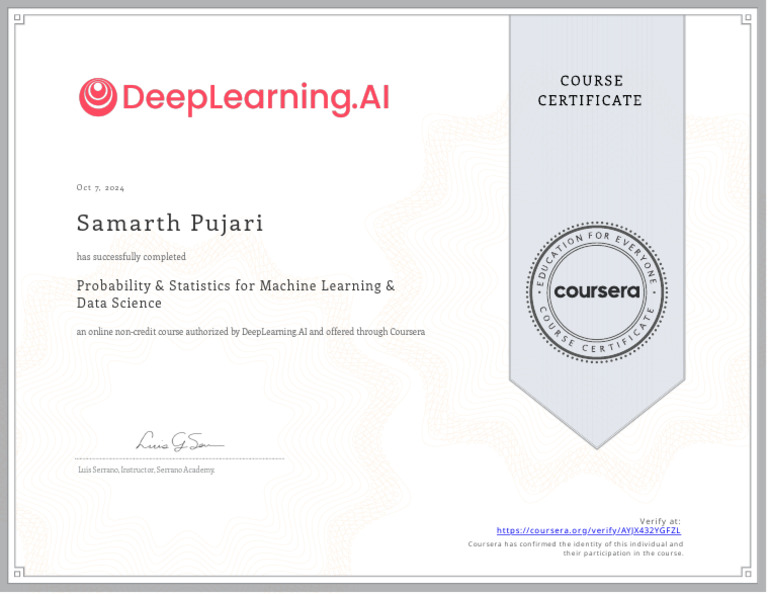 Data Science Course Completion Certificate | PDF