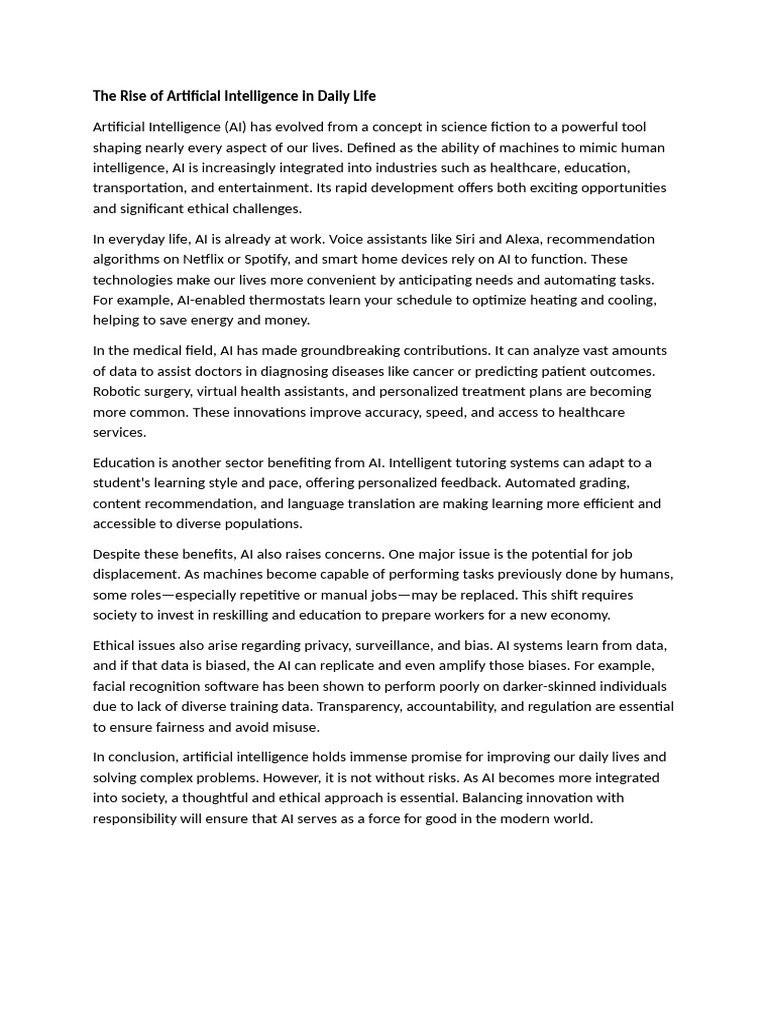 AI's Impact on Daily Life and Ethics | PDF | Artificial Intelligence ...