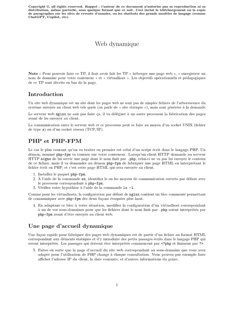 Création d'un site web dynamique en PHP | PDF | Internet | Internet et Web