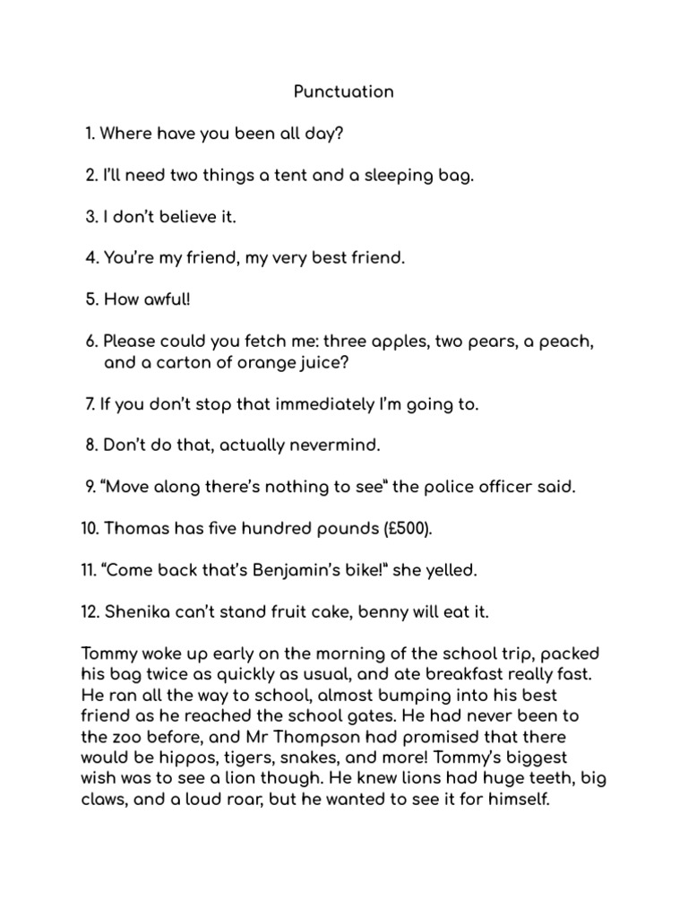 Punctuation and Storytelling Examples | PDF