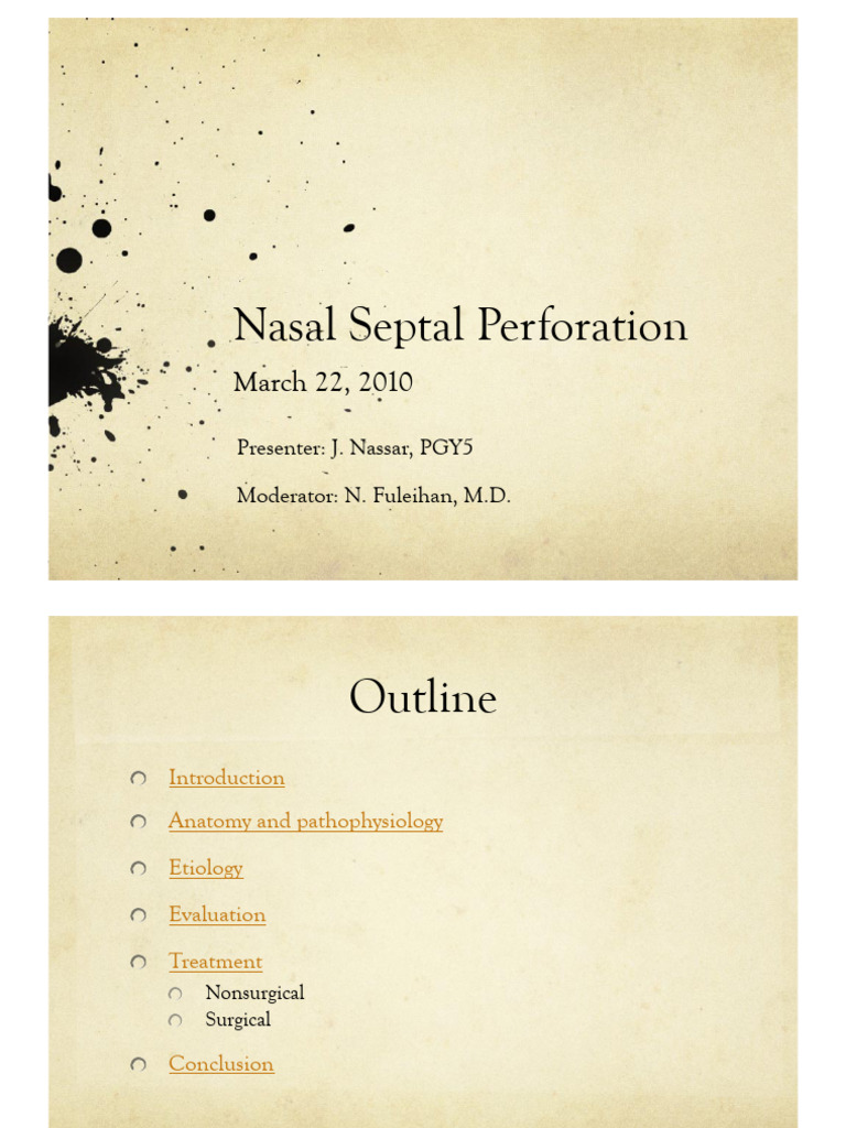 Grand round septal perforation | PDF | Human Nose | Diseases And Disorders