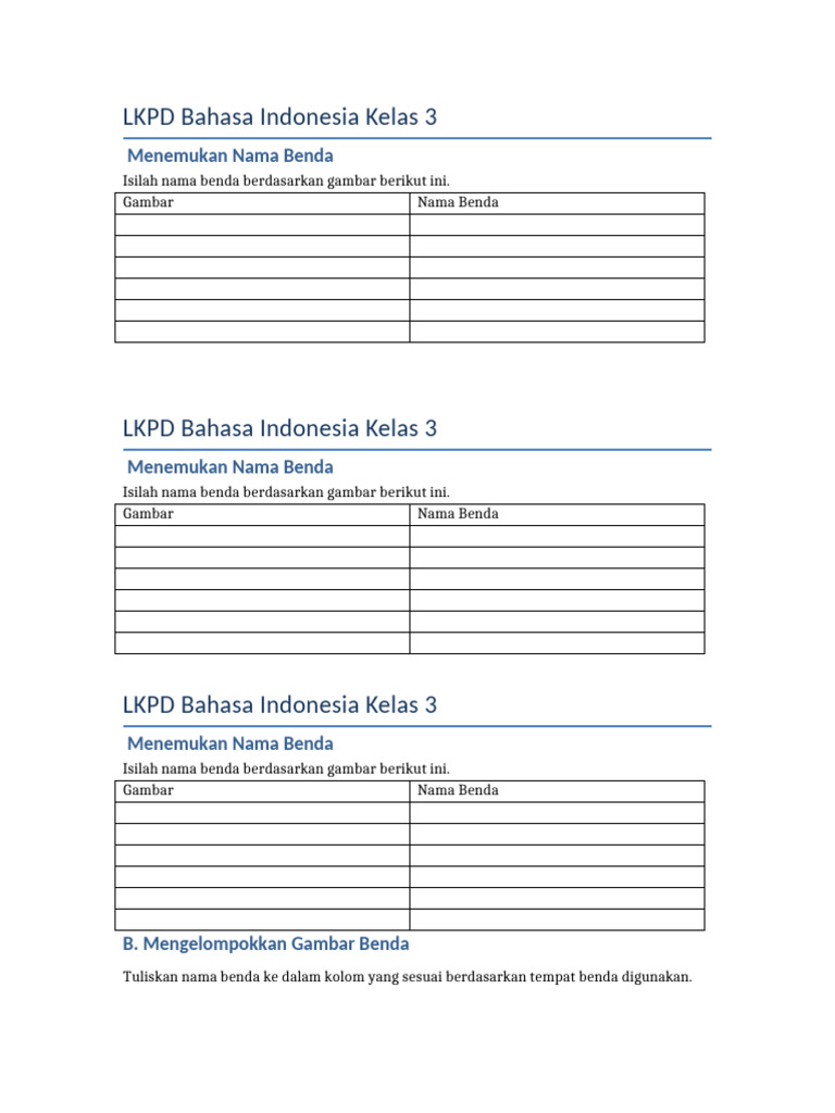 LKPD Menemukan dan Mengelompokkan Benda | PDF