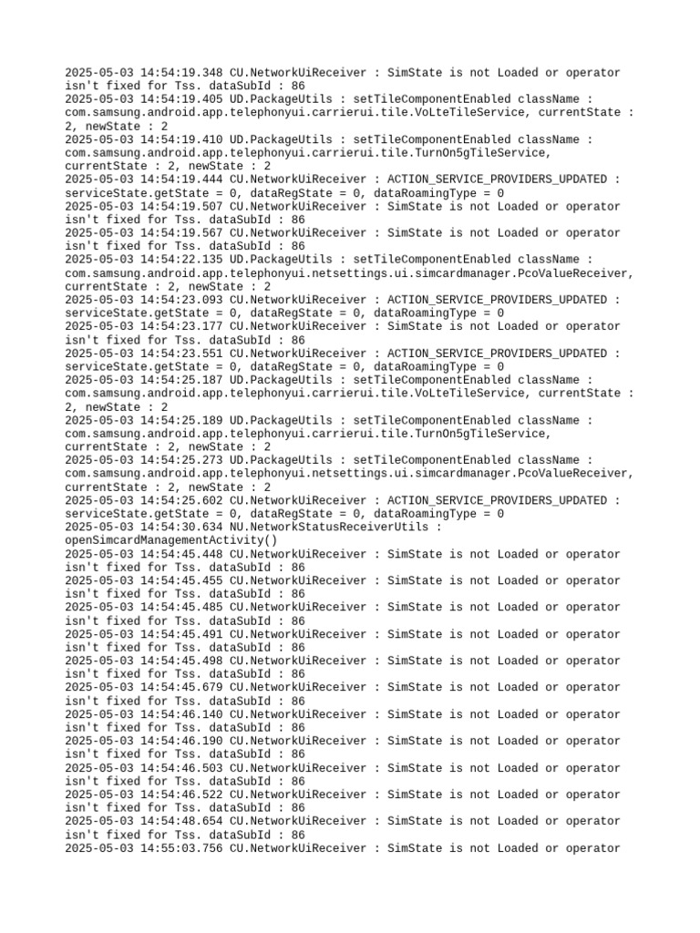 SIM State and Network Updates Log | PDF