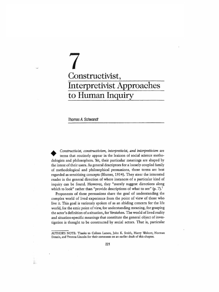 Constructivist Interpretivist Inquiry | PDF