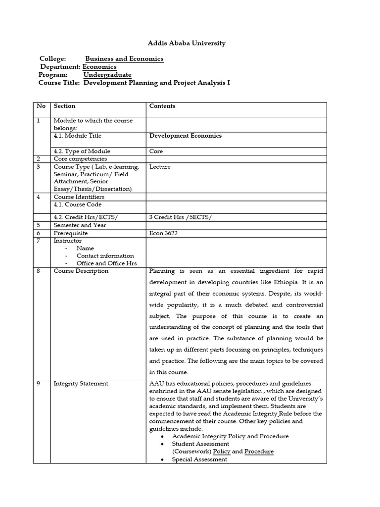 Development Planning Course Overview | PDF | Learning | Thesis