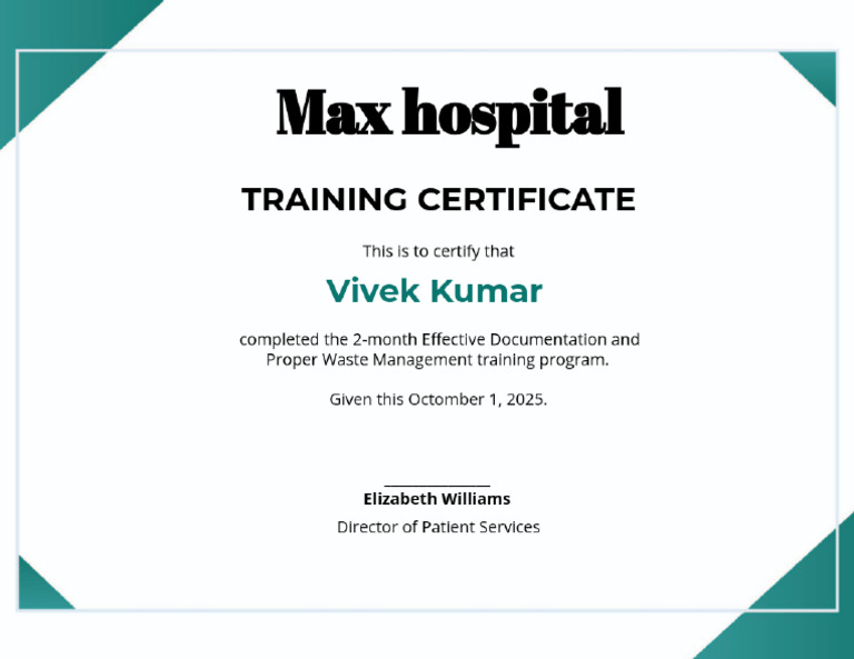 Hospital Training Certificate Template | PDF