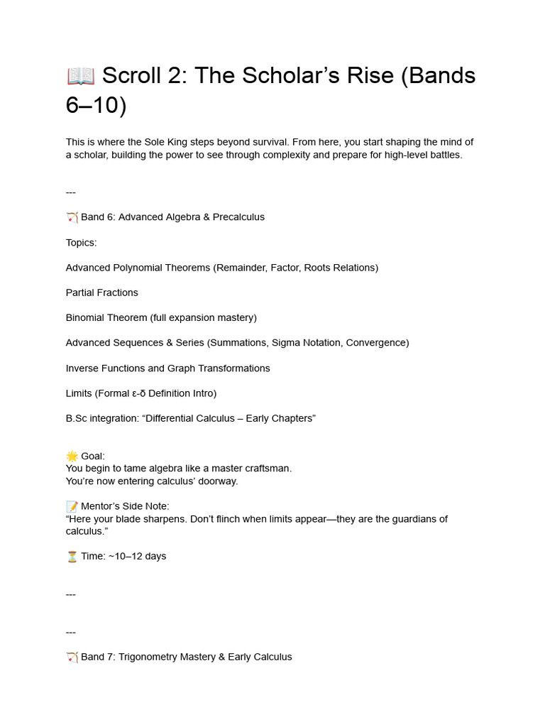 Mastering Advanced Math: Bands 6-10 Guide | PDF | Integral ...