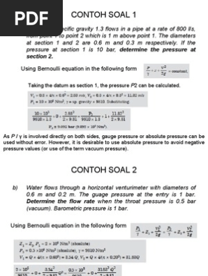 Contoh Soal Bernoulli Bio 2011 Pressure Measurement Pressure