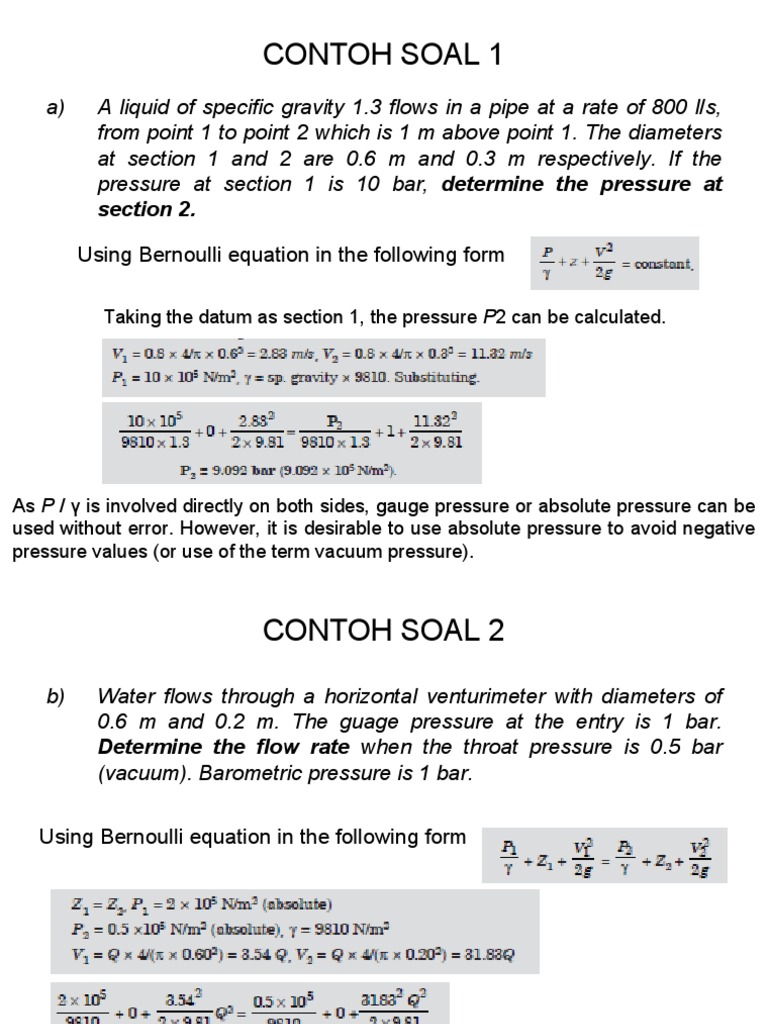 Contoh Soal Bernoulli Bio 2011 Pressure Measurement Pressure