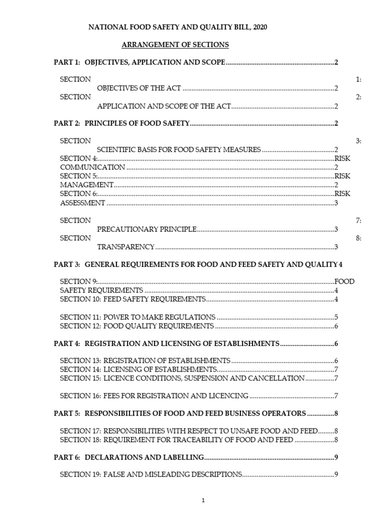 National Food Safety Bill Overview | PDF | Food Safety | Safety