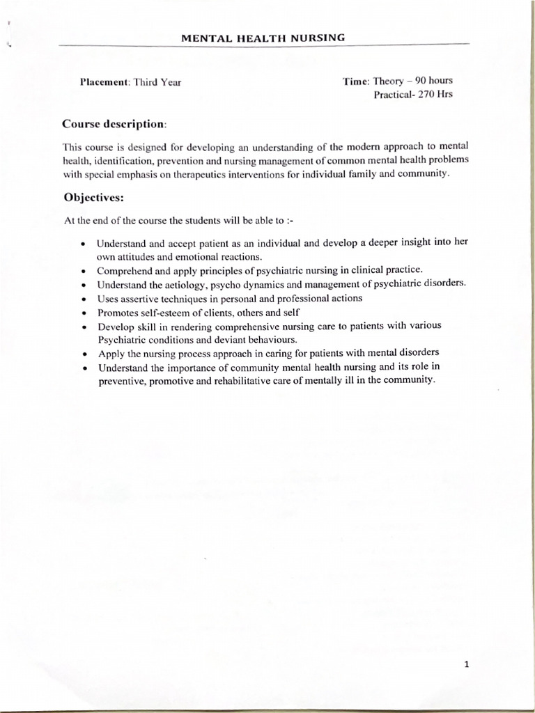 Mental Health Nursing | PDF
