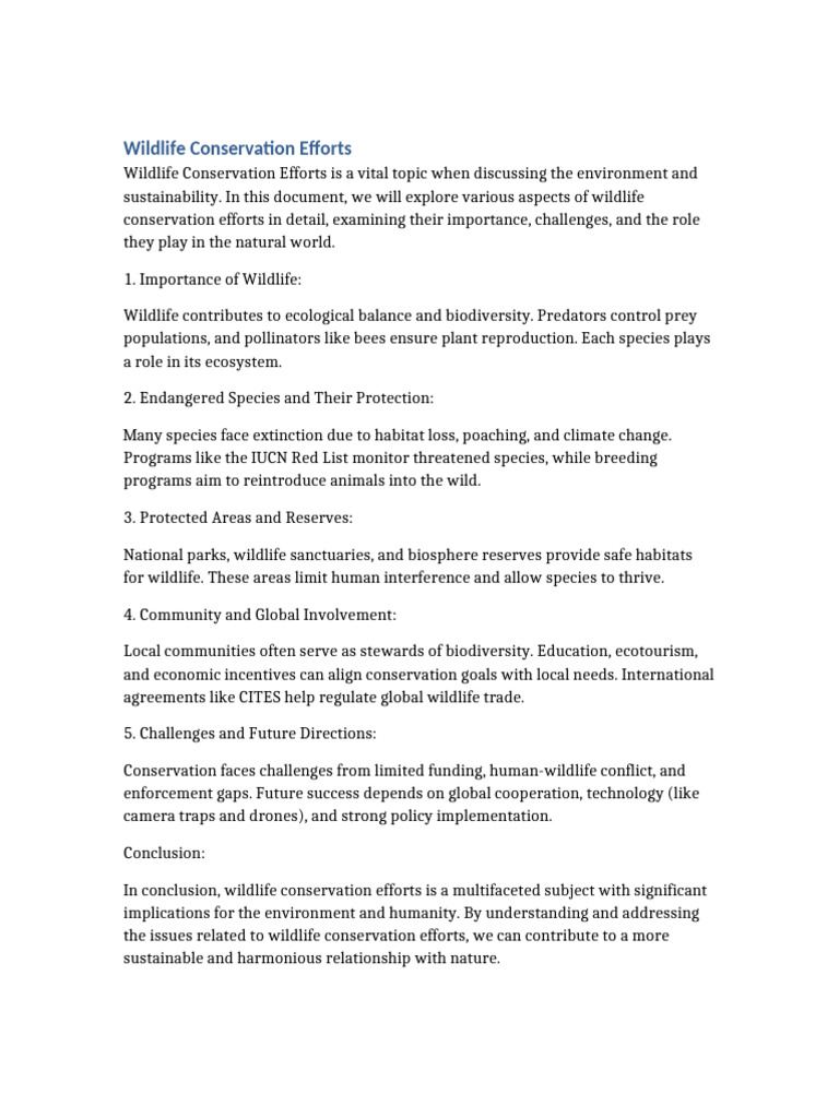 Essential Wildlife Conservation Strategies | PDF