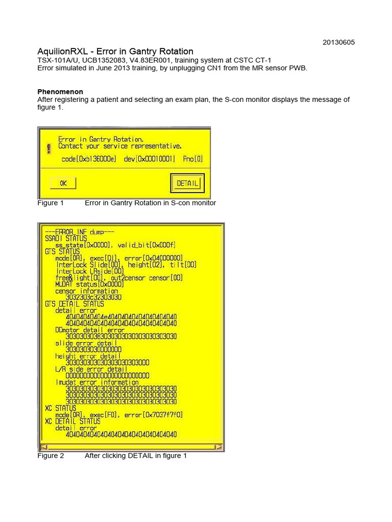 Aquilion RXL Gantry Rotation Error | PDF | Computer Science | Computer ...
