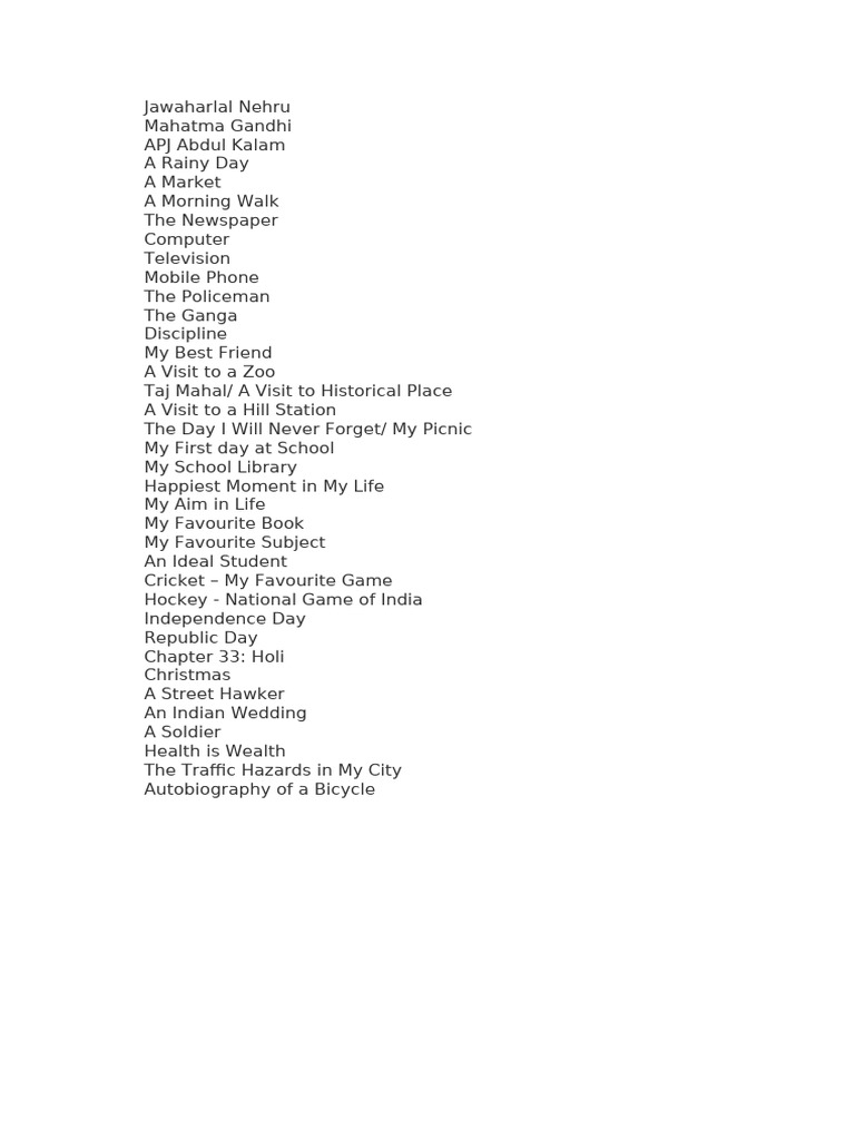 Topics For Composition | PDF