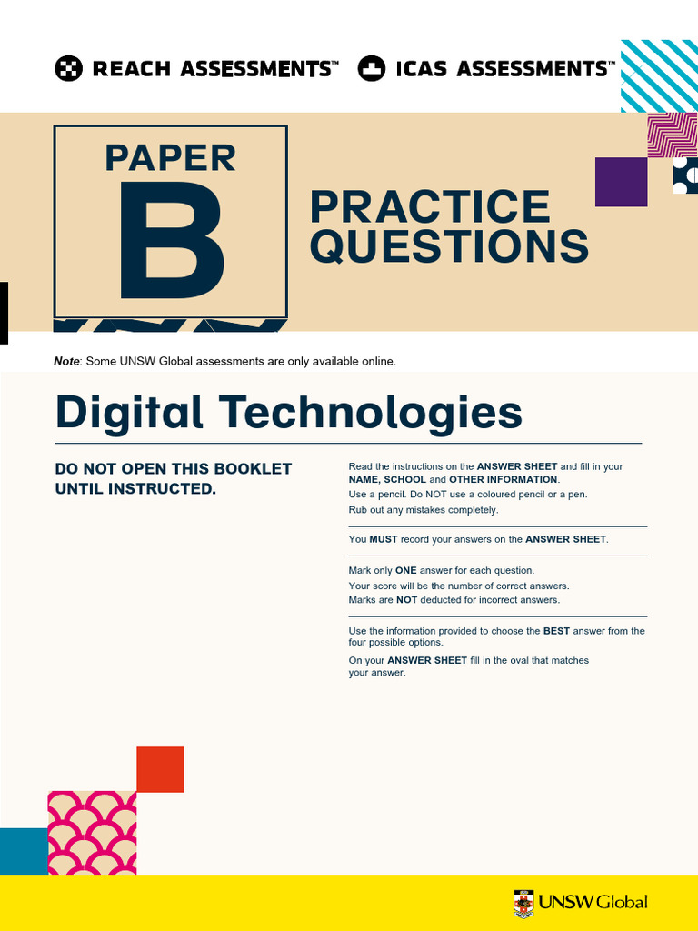 Reach and ICAS Sample Questions Digital Technologies Paper B | PDF