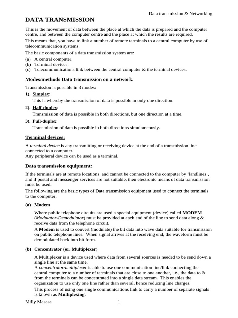 Data Transmission in Networking Systems | PDF | Computer Network | Osi ...