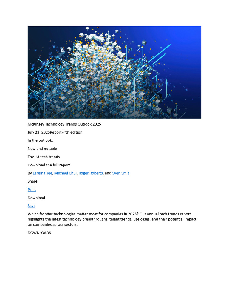 Mckinsey Technology Trends Outlook 2025 Pdf Artificial Intelligence
