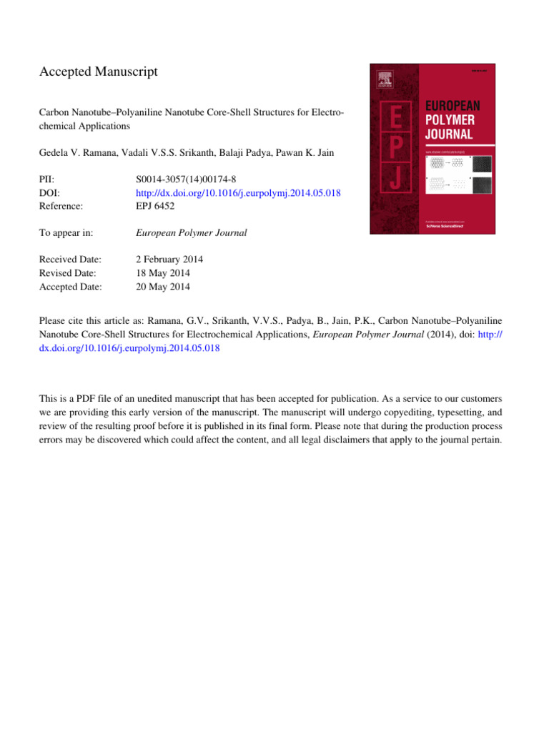 Carbon Nanotube Polyaniline Nanotube Cor | PDF | Carbon Nanotube ...