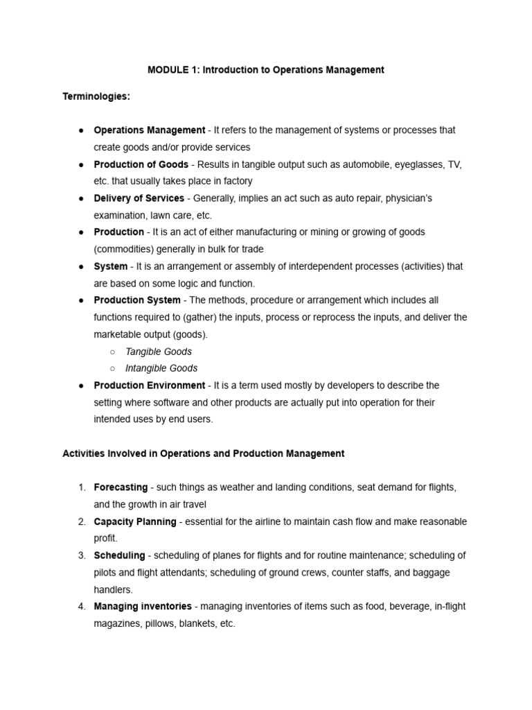 Operations Management Essentials Guide | PDF | Supply Chain ...