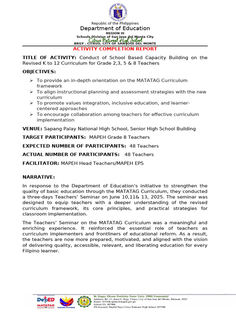 Capacity Building for K to 12 Teachers | PDF