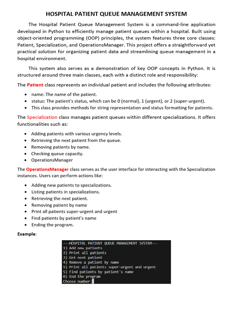 Patient Queue Management System | PDF