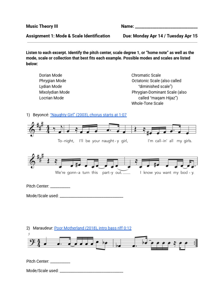 Music Theory III: Mode & Scale Analysis | PDF