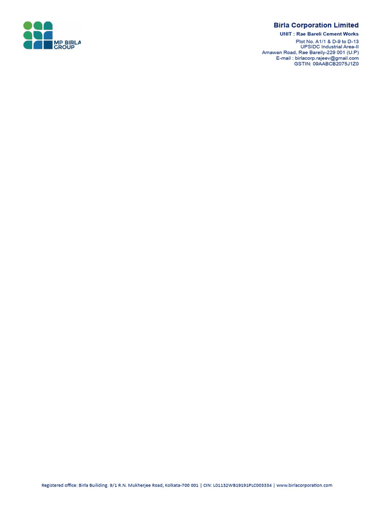 RCCPL Mukutban Cement Works Details | PDF