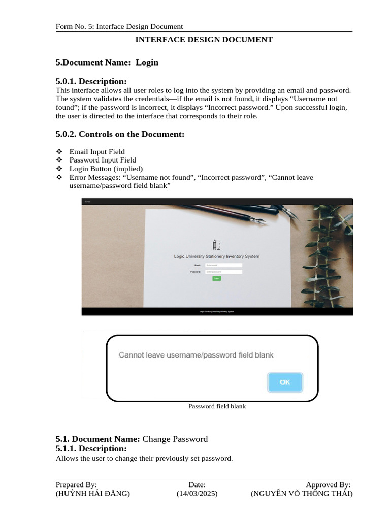 Form 05 - Interface Design Document | PDF | User Interface | Password