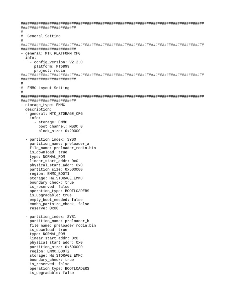 MT6899 EMMC Layout Configuration | PDF | Data Management | Computing