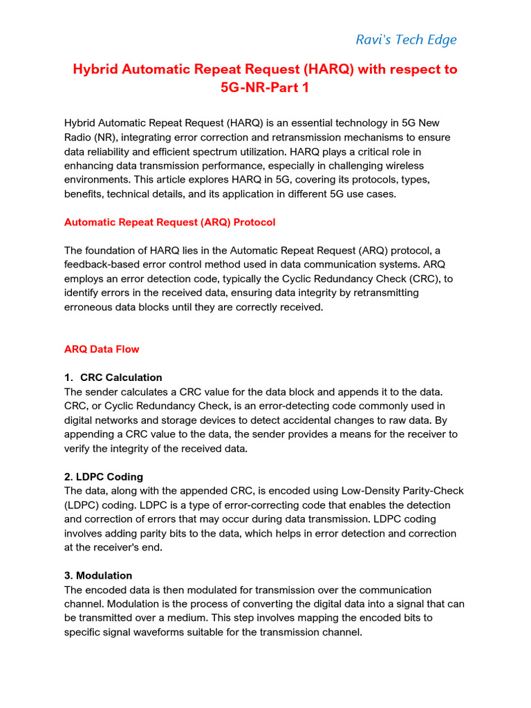 Understanding HARQ in 5G Networks | PDF | Error Detection And ...