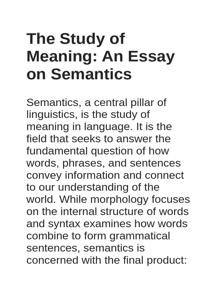 Understanding Semantics and Meaning | PDF | Semantics | Word