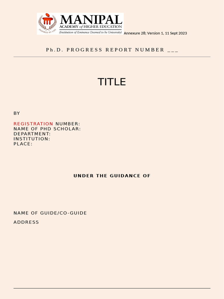 PhD Progress Report Template | PDF