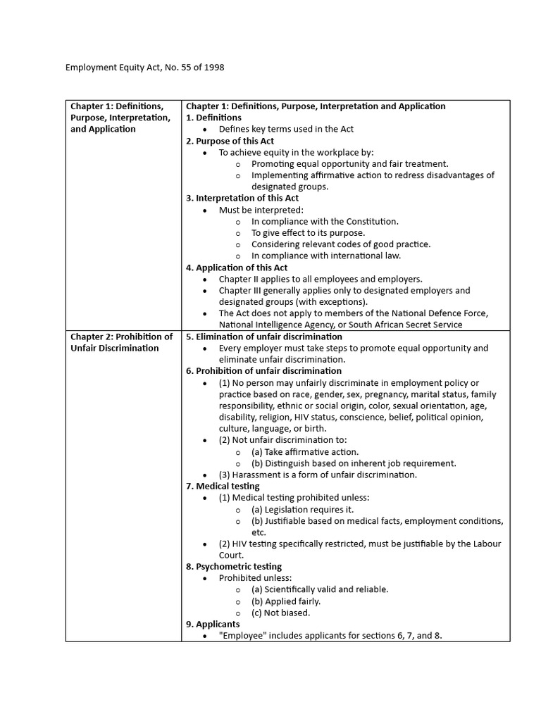 Employment Equity Act Ethics | PDF | Discrimination | Employment