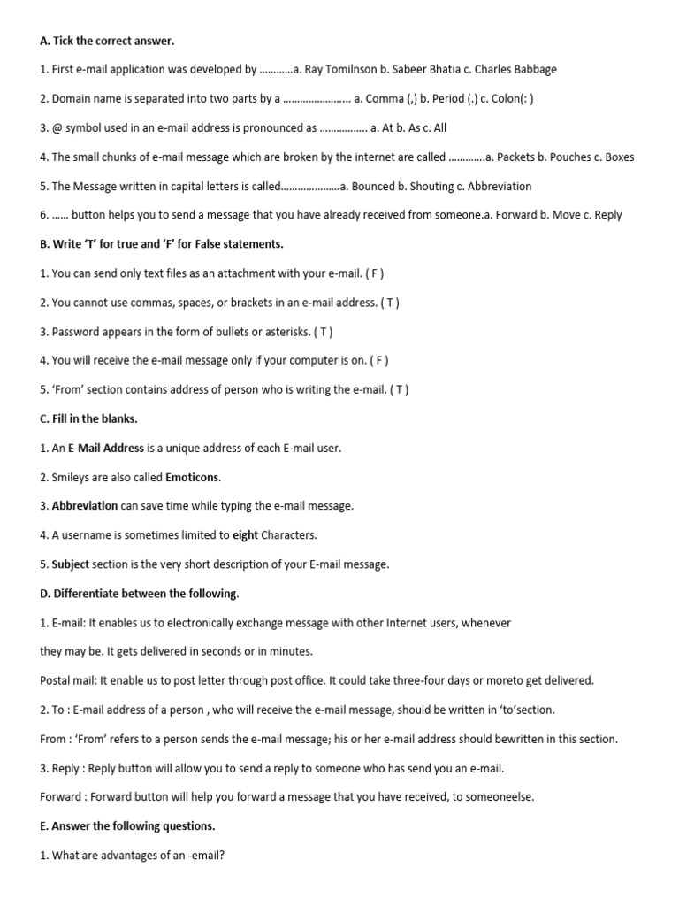 Email Basics: Quiz and Key Concepts | PDF | Scratch (Programming ...