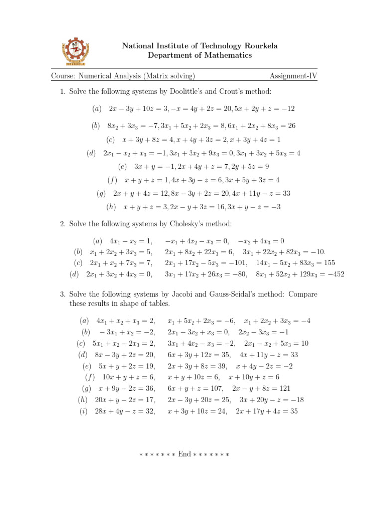 Numerical Analysis Assignment IV | PDF
