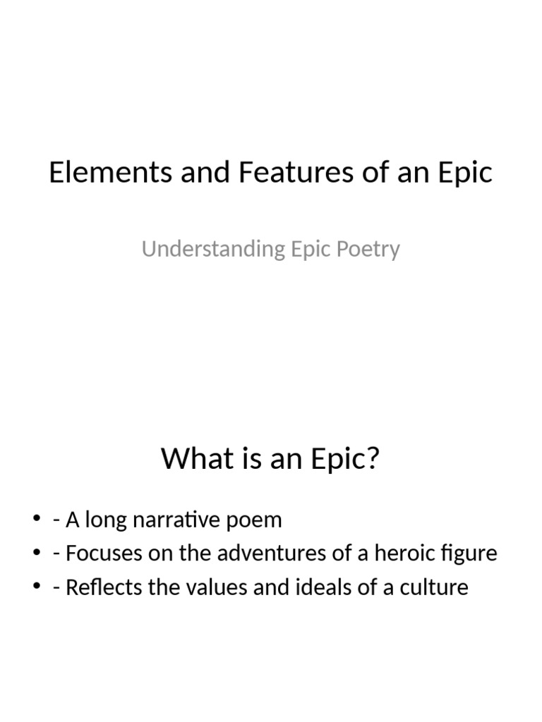 Elements and Features of An Epic | PDF