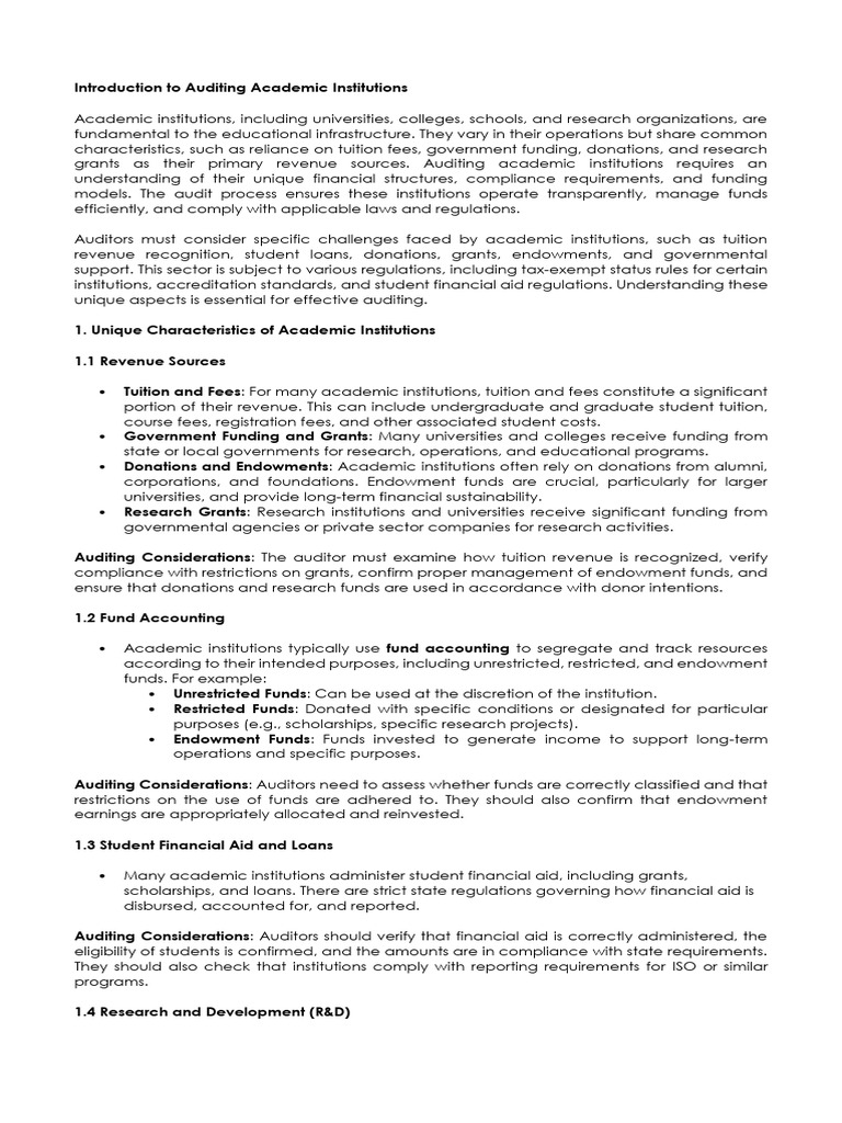 Auditing Guidelines for Academic Institutions | PDF | Audit | Internal ...