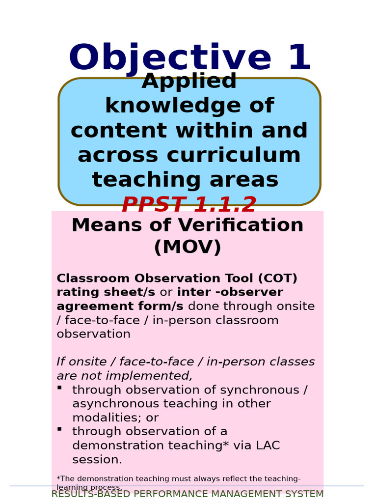 KRA Objectives and MOVs for 2025 | PDF | Learning | Lesson Plan