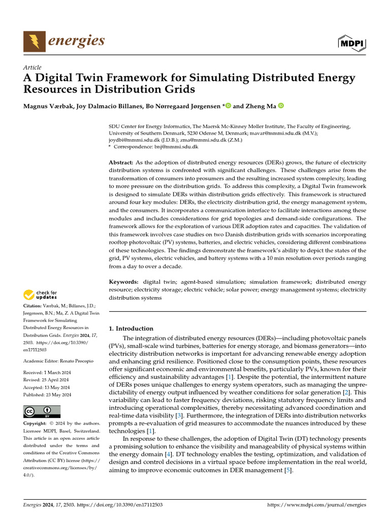 Digital Twin Framework for DER Simulation | PDF | Photovoltaics ...