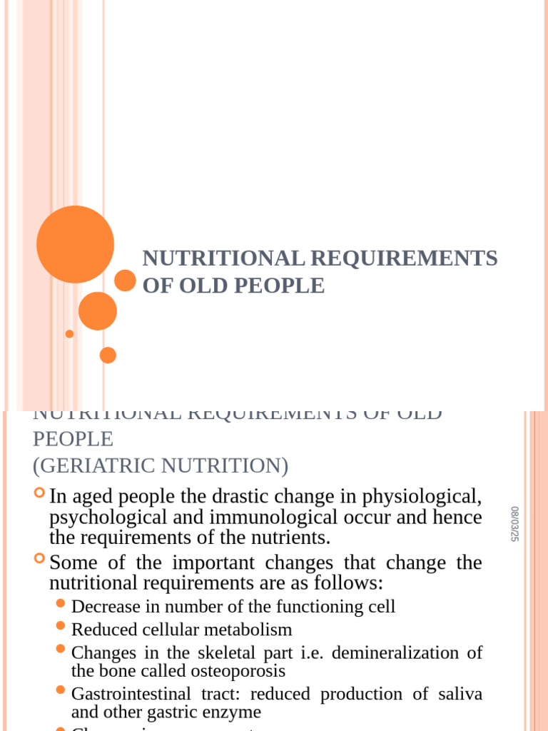 Nutritional Needs for Seniors | PDF | Vitamin | Nutrients