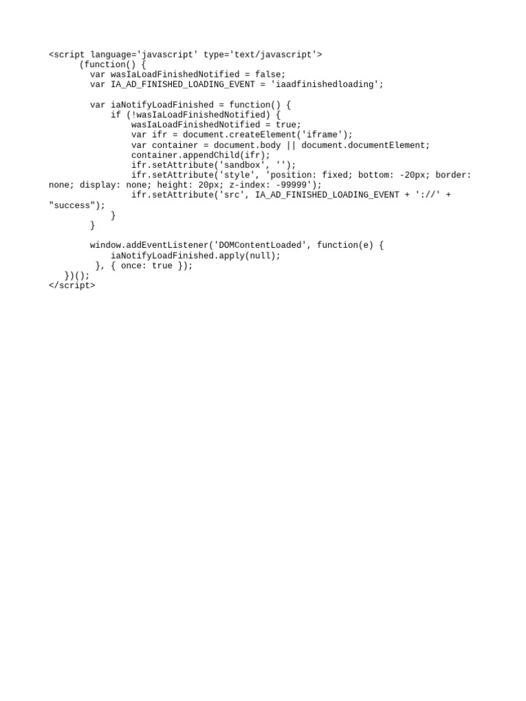 JavaScript Ad Load Notification Script | PDF