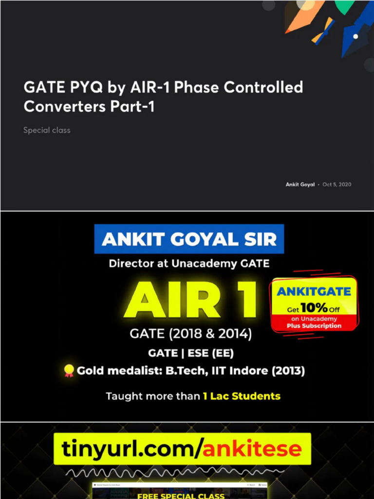 GATE PYQ by AIR1 Phase Controlled Converters Part1 With Anno | PDF