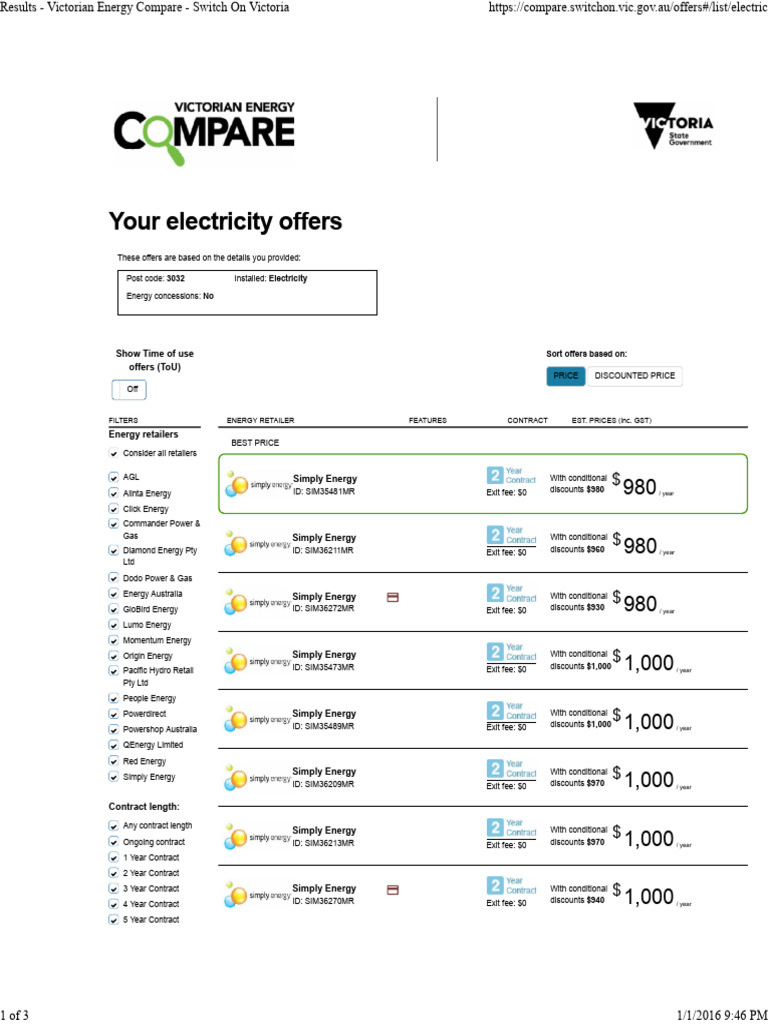 Compare Victorian Energy Offers 2025 | PDF | Energy Economics ...
