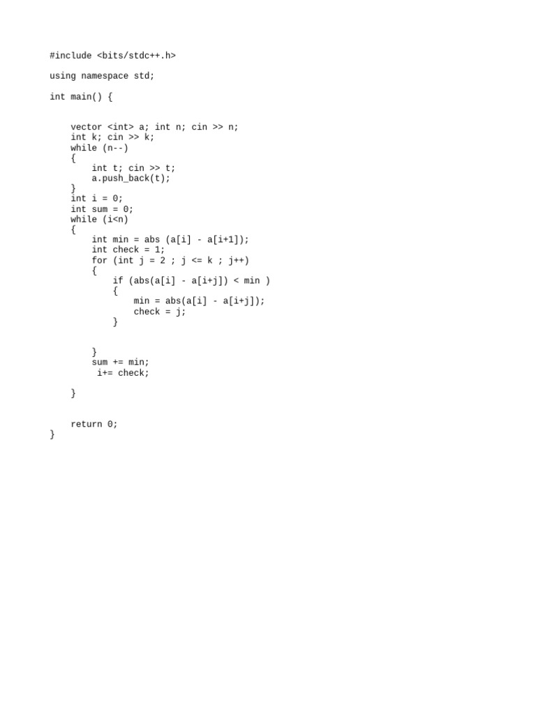 C++ Code for Minimum Difference Sum | PDF