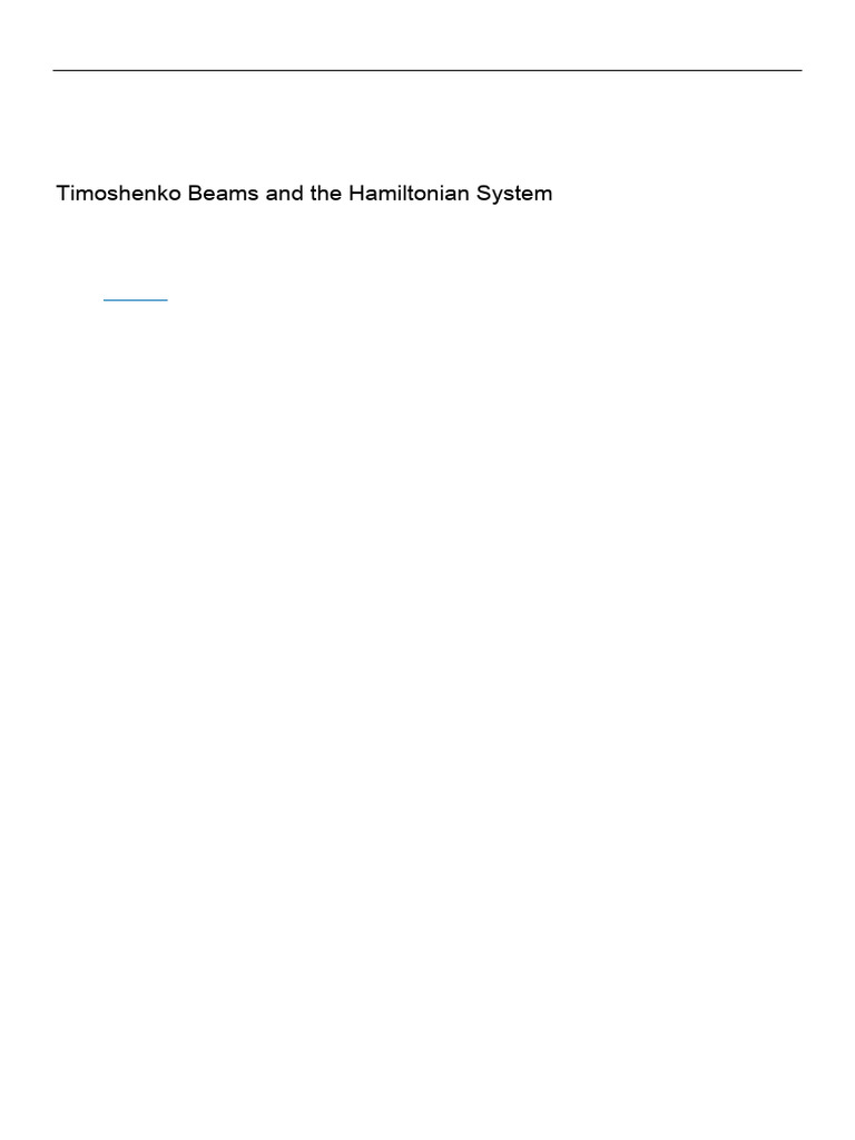 Timoshenko Beams in Hamiltonian Systems | PDF | Beam (Structure ...